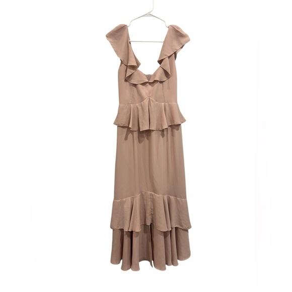 Show Me Your Mumu Small Reese Ruffle Dress in Dusty Blush Crisp Tiered sundress - Picture 2 of 2